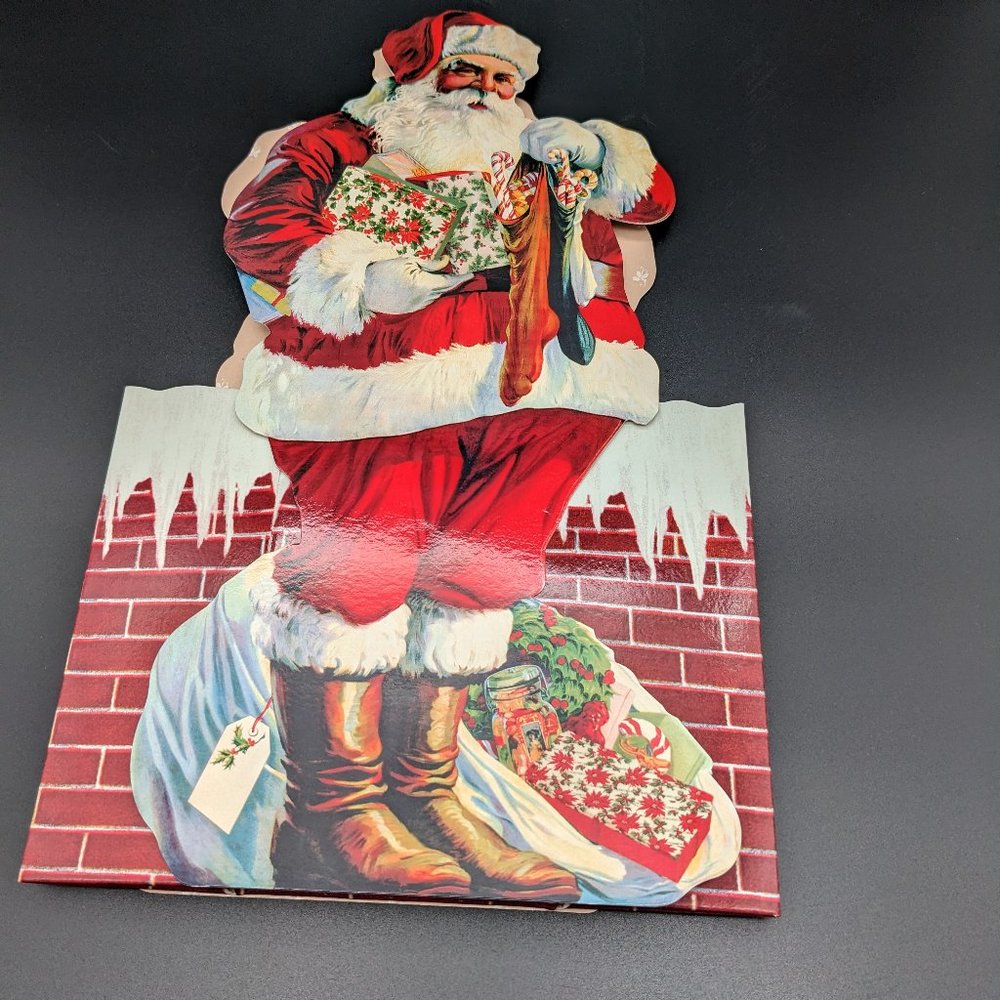 VINTAGE 1992 THE GIFTED LINE SANTA BASKET BOX JOHN GROSSMAN CHIMNEY CHRISTMAS